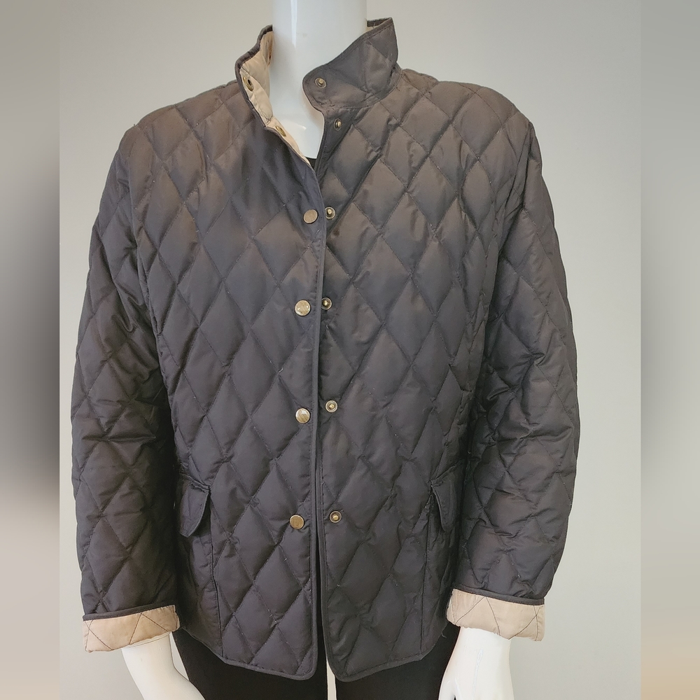 [XXL] Eddie Bauer Navy & Tan Quilted Jacket